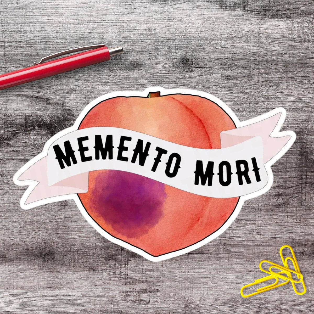 Memento Mori Stoic Peach Vinyl Sticker - Aphantastic Designs