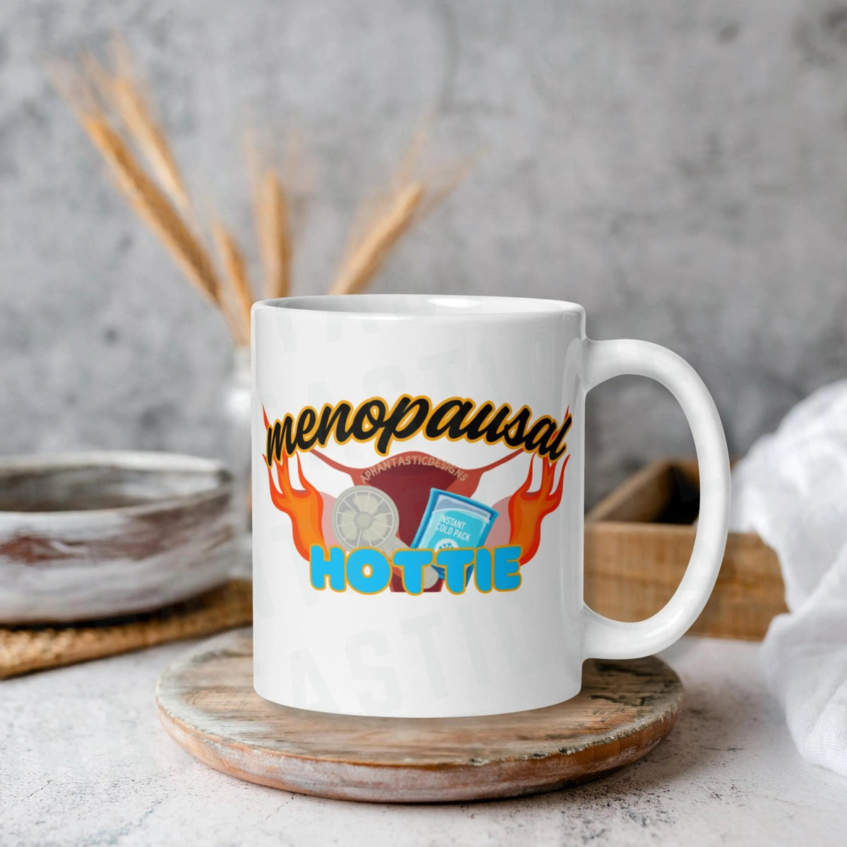 Menopausal Hottie Menopause Mug | Ceramic, Left Hand Friendly, & Dishwasher Safe - Aphantastic Designs