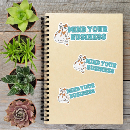 Mind Your Business Cat Vinyl Sticker - Aphantastic Designs
