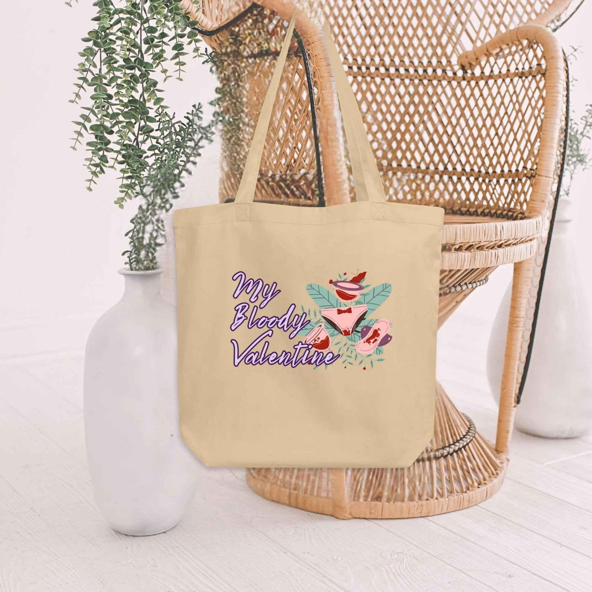 My Bloody Valentine Fibroid Hysterectomy Period Organic Cotton Tote Bag | Medium or Large