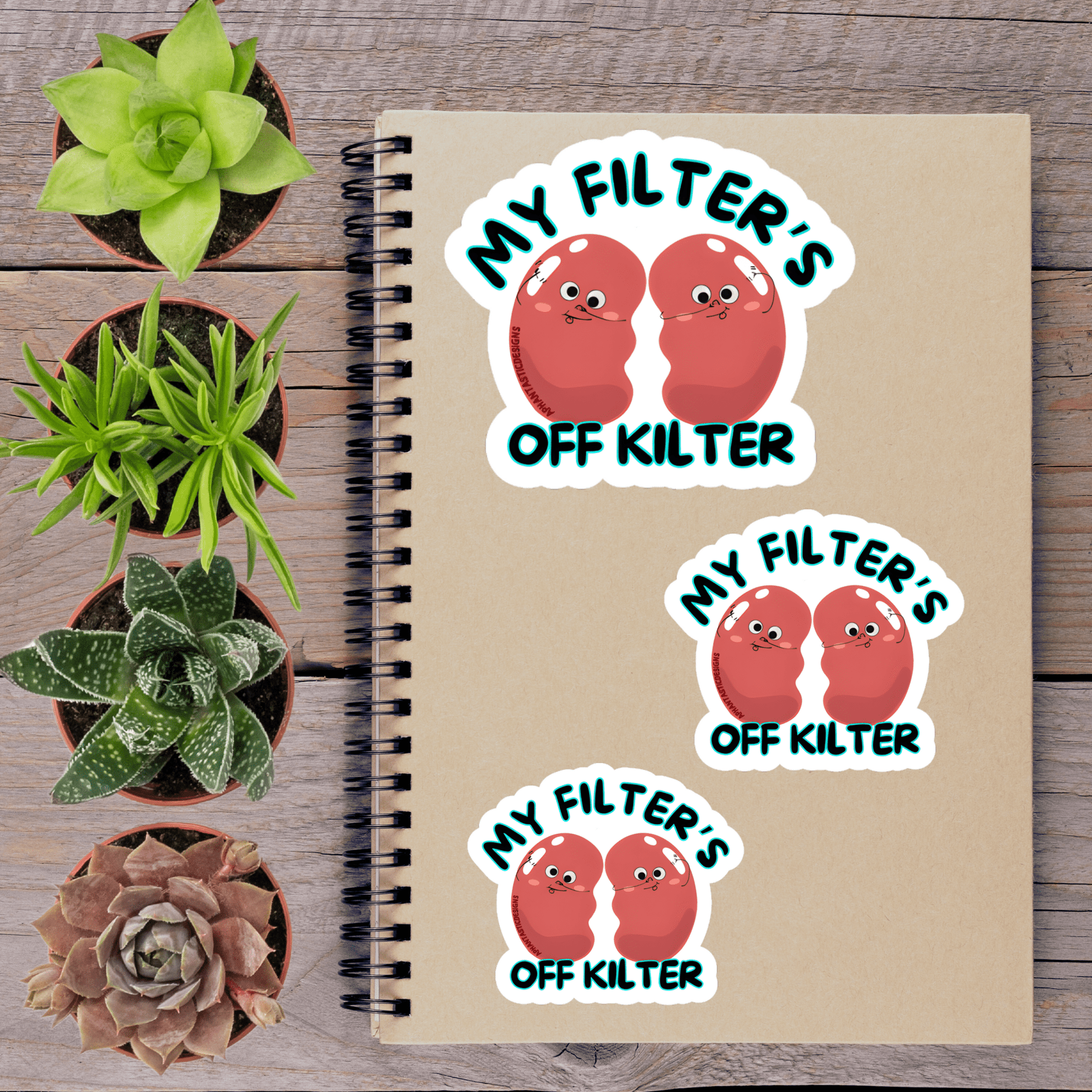 2-6 Inch My Filter's Off Kilter Kidney Disability Chronic Illness Vinyl Sticker Aphantastic Designs