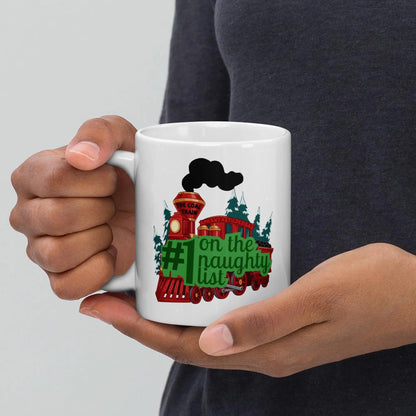 Naughty List Coal Train Christmas Mug | Ceramic, Left Hand Friendly, & Dishwasher Safe - Aphantastic Designs
