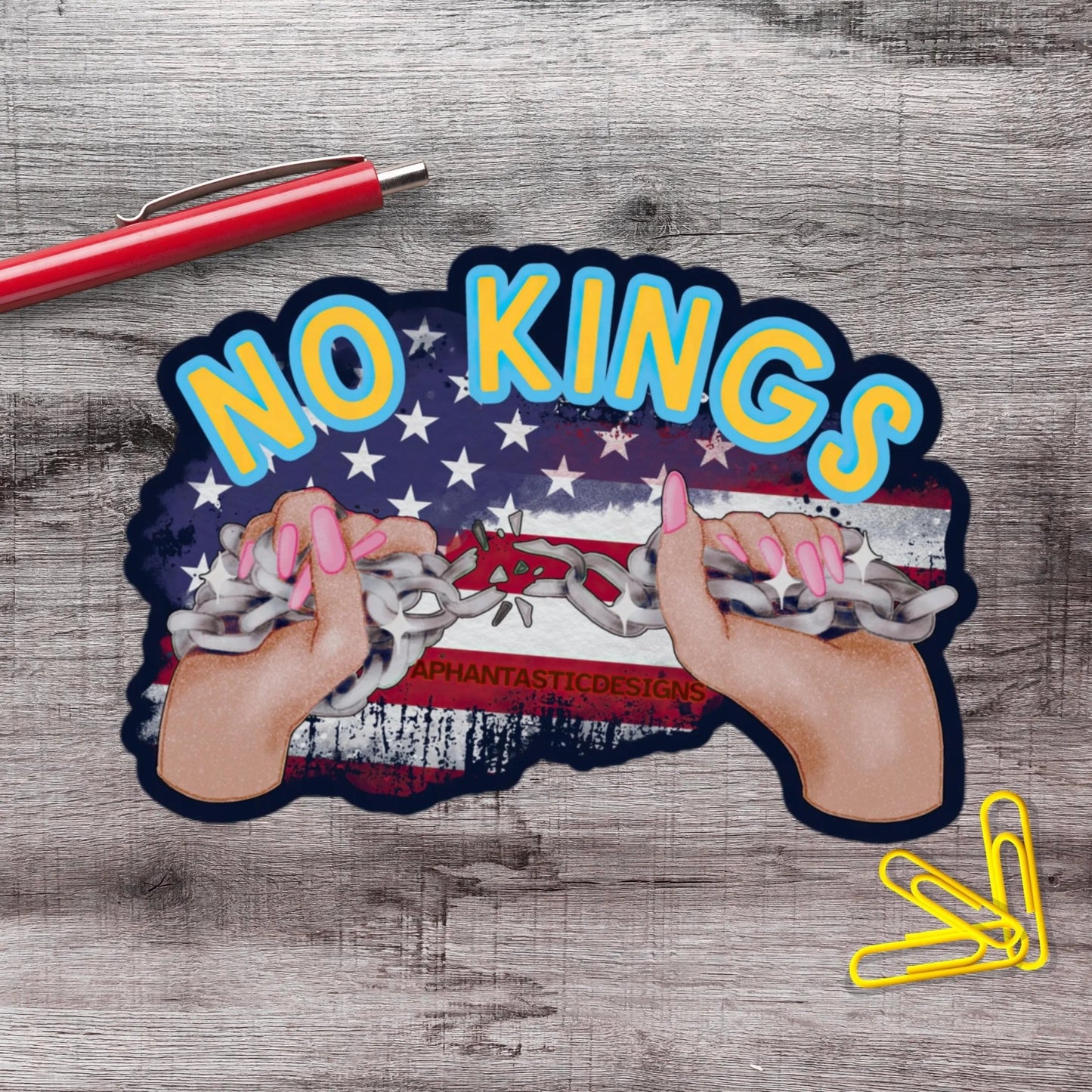 No Kings Chains Anti Trump Political Protest Vinyl Sticker | LIMITED RUN - Aphantastic Designs