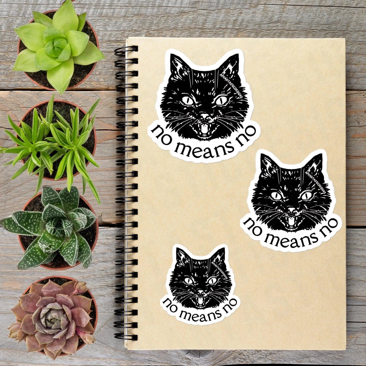 No Means No Black Cat Vinyl Sticker - Aphantastic Designs