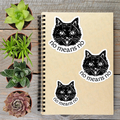 No Means No Black Cat Vinyl Sticker - Aphantastic Designs