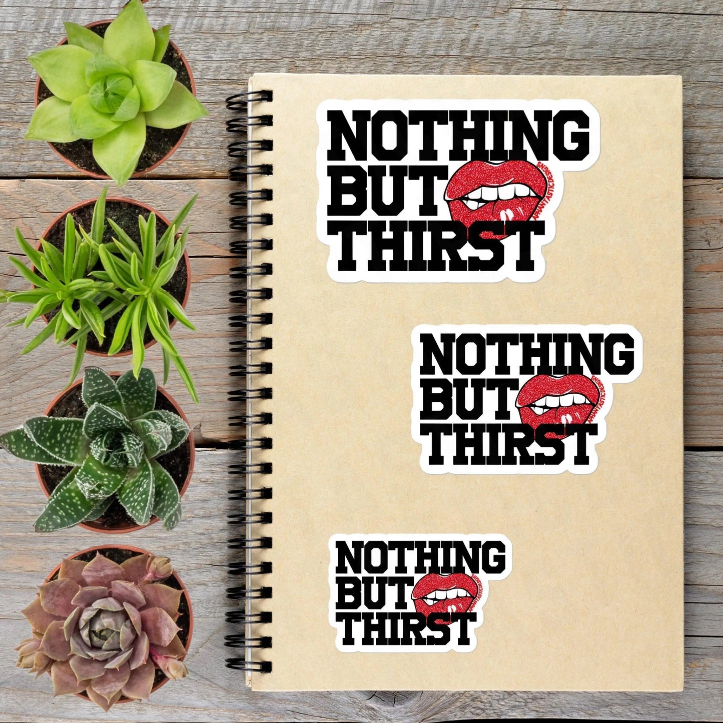 Nothing But Thirst Vampire Thirsty Witchy Goth Lips Vinyl Sticker - Aphantastic Designs