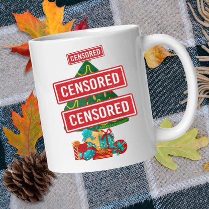 NSFW Dirty Santa Inappropriate Christmas Tree Mug | Ceramic, Left Hand Friendly, & Dishwasher Safe - Aphantastic Designs