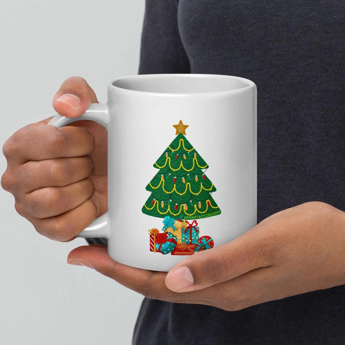 NSFW Dirty Santa Inappropriate Christmas Tree Mug | Ceramic, Left Hand Friendly, & Dishwasher Safe - Aphantastic Designs