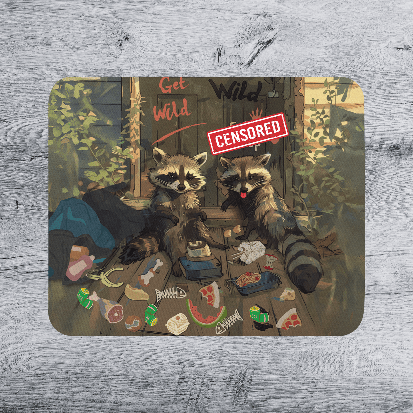 NSFW Raccoon Mousepad Deskmat | 4 SIZES - Aphantastic Designs