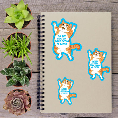 Orange Cat Sour Cream Lover Vinyl Sticker - Aphantastic Designs