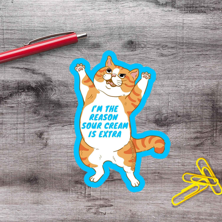 Orange Cat Sour Cream Lover Vinyl Sticker