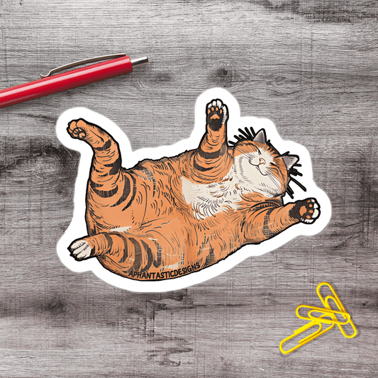 Orange Tabby Cat Vinyl Sticker - Aphantastic Designs