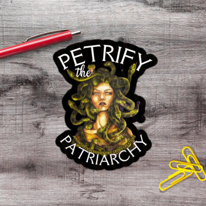 Petrify The Patriarchy Medusa Protest Vinyl Sticker - Aphantastic Designs