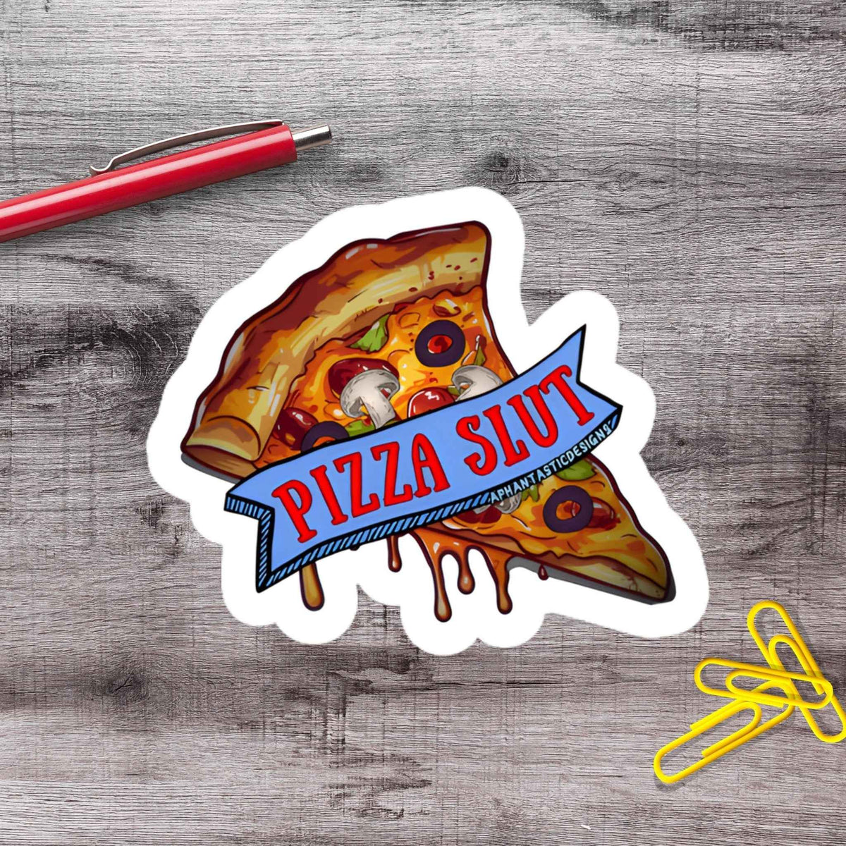 Pizza Slut Mushroom Lover Vinyl Sticker