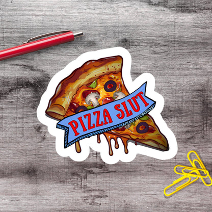 Pizza Slut Mushroom Lover Vinyl Sticker - Aphantastic Designs