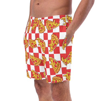 Pizza Swim Trunks w/ Pockets | Recycled Mid Length Regular Fit Swimsuit UPF 50+ 2XS–6XL - Aphantastic Designs