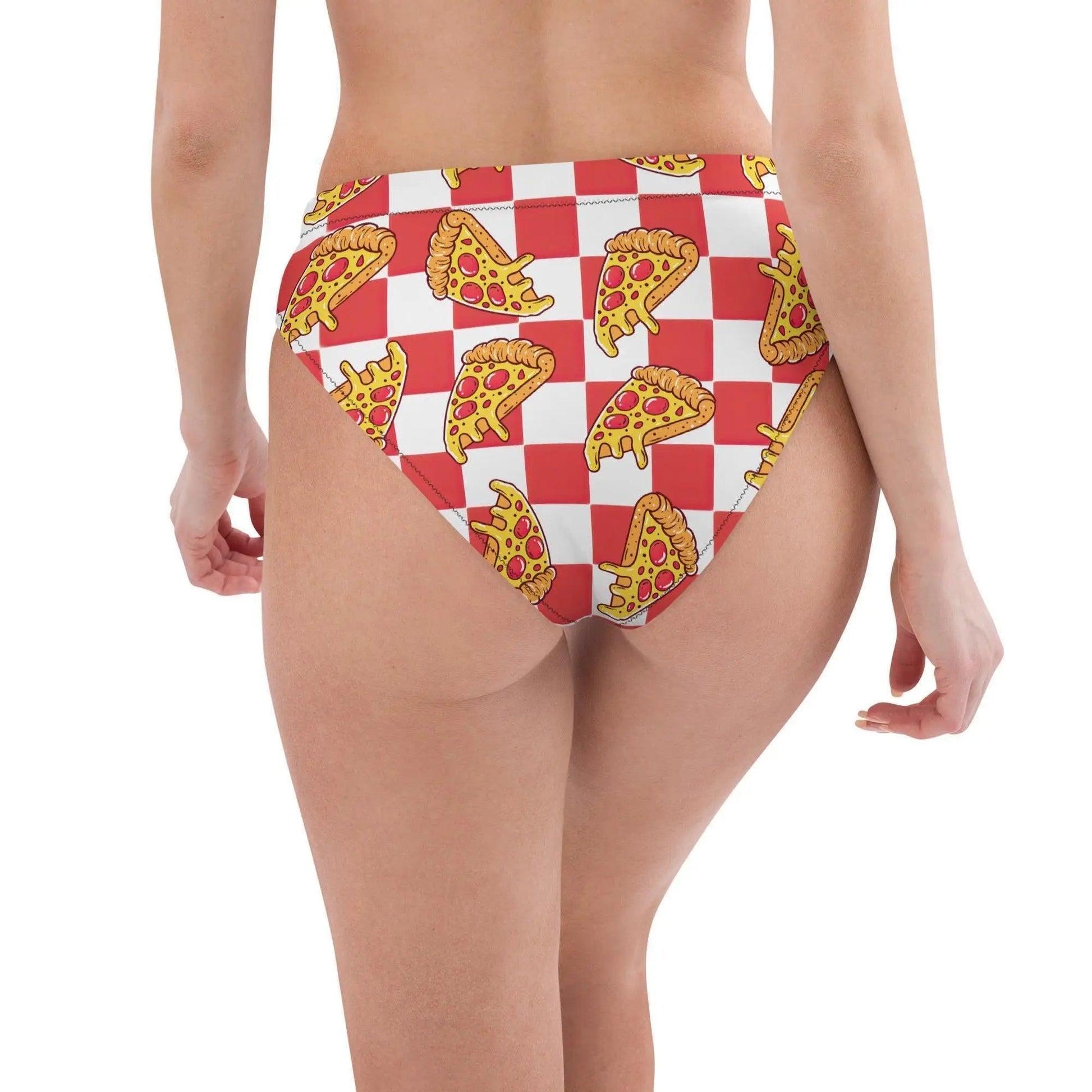 Pizza Swimsuit High Waisted or String Bikini Bottoms | Recycled UPF 50+ 2XS–6XL Plus - Aphantastic Designs