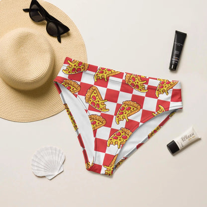 Pizza Swimsuit High Waisted or String Bikini Bottoms | Recycled UPF 50+ 2XS–6XL Plus - Aphantastic Designs