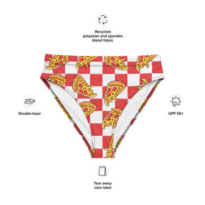 Pizza Swimsuit High Waisted or String Bikini Bottoms | Recycled UPF 50+ 2XS–6XL Plus - Aphantastic Designs