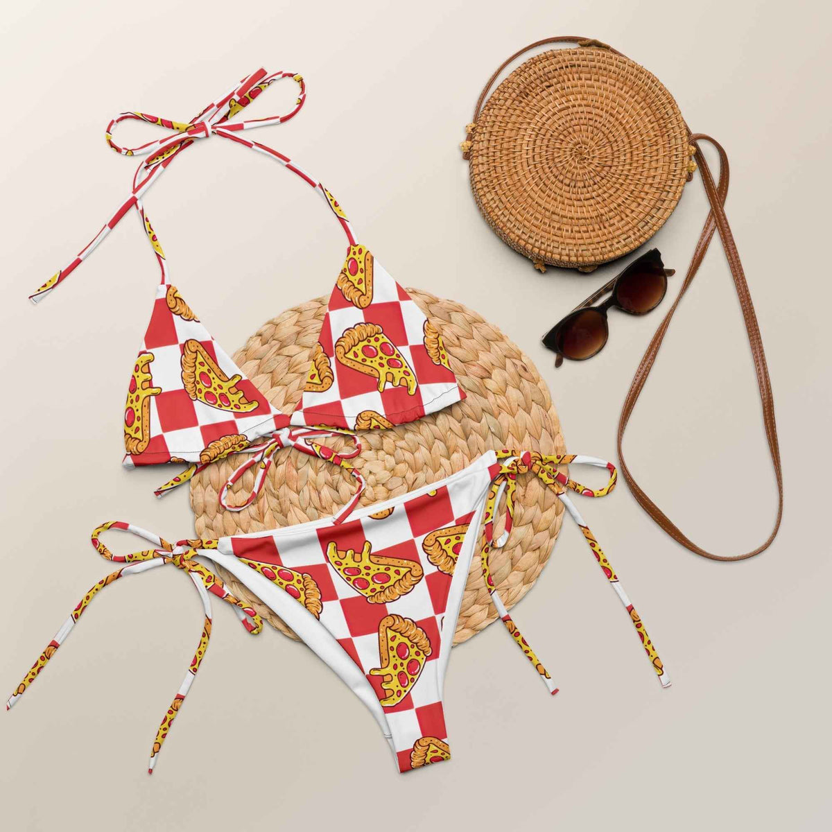 Pizza Bikini Swimsuit Set | High Waisted/String