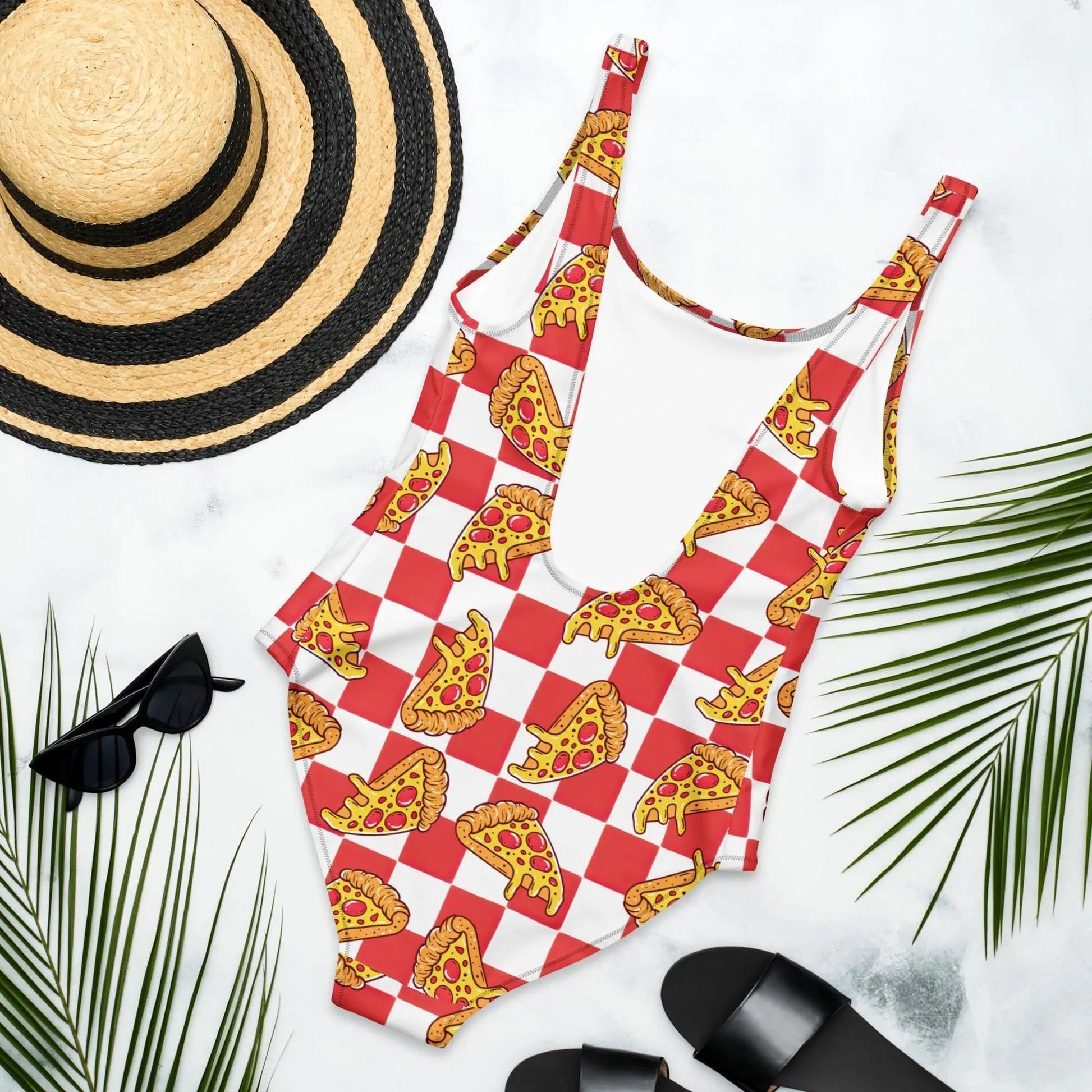 Pizza Swimsuit Modest One Piece Festival Rave Fit | UPF 50+ 4 - Way Stretch XS–3XL - Aphantastic Designs