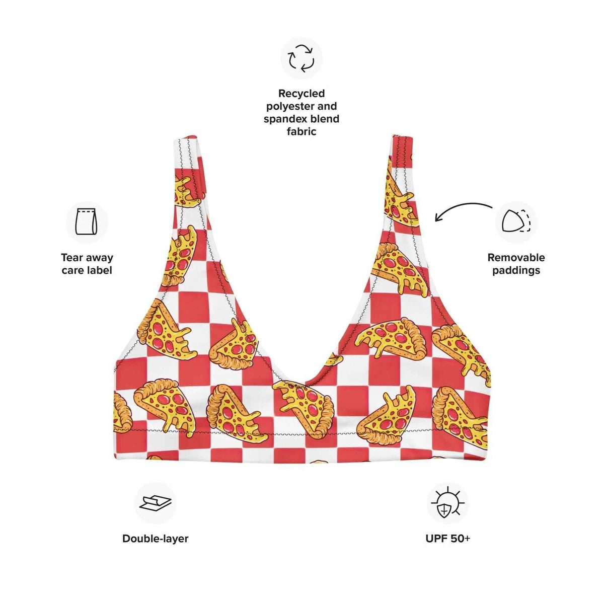 Pizza Bikini Swimsuit Top | Sport/String