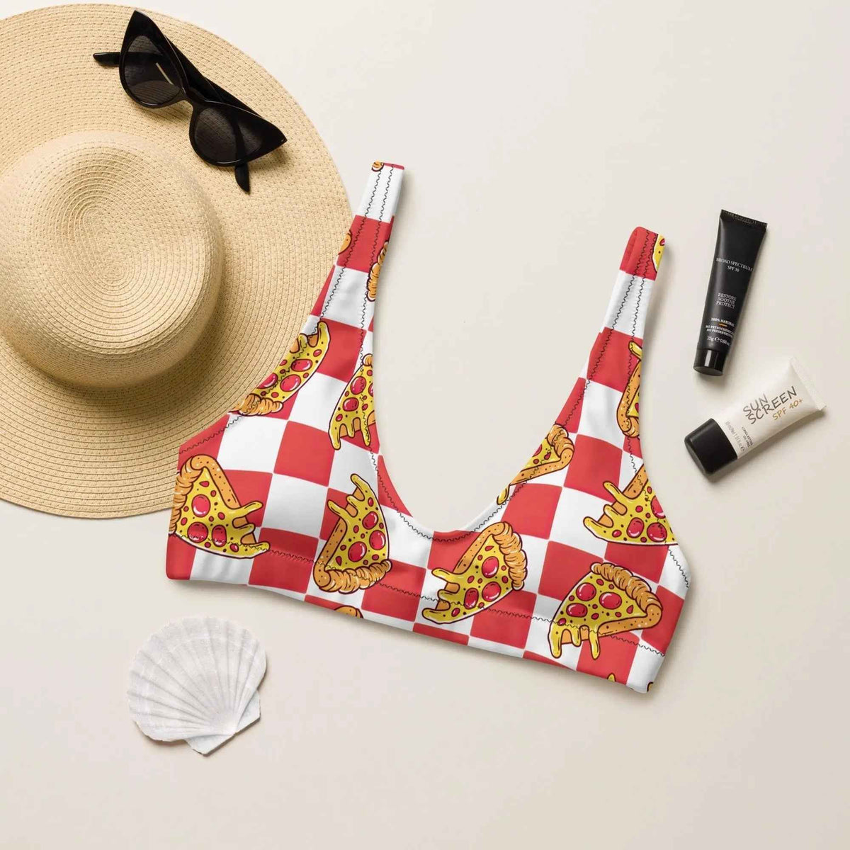 Pizza Bikini Swimsuit Top | Sport/String