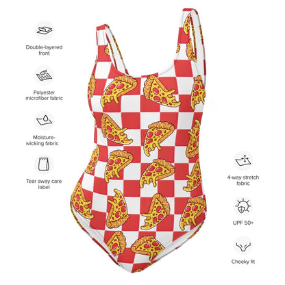 Pizza Swimsuit Modest One Piece Festival Rave Fit | UPF 50+ 4 - Way Stretch XS–3XL - Aphantastic Designs
