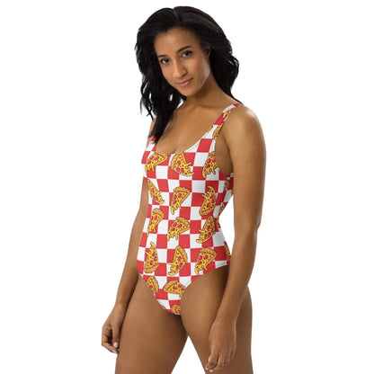Pizza Swimsuit Modest One Piece Festival Rave Fit | UPF 50+ 4 - Way Stretch XS–3XL - Aphantastic Designs