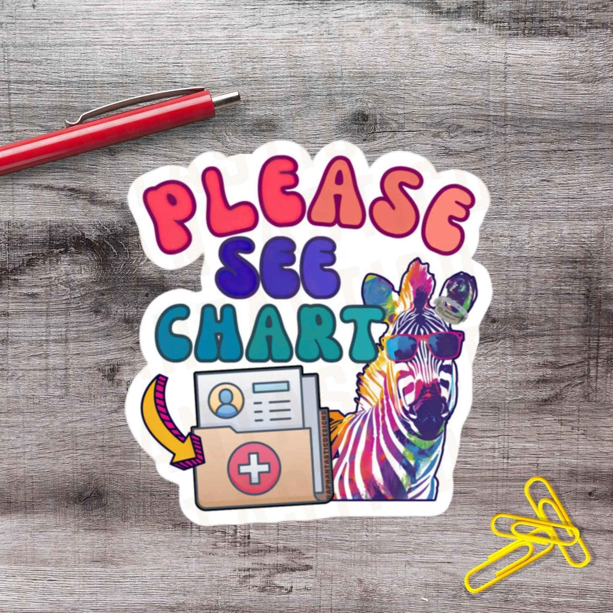 Please See Chart Vinyl Sticker