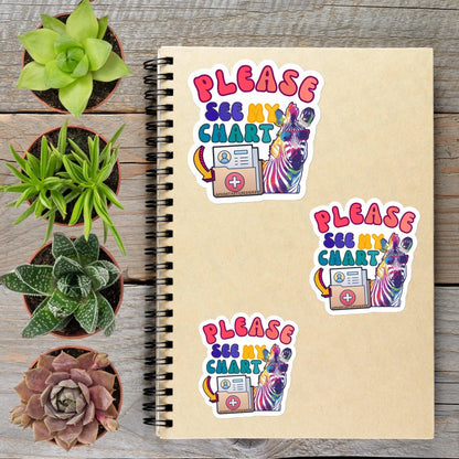 2-6 Inch Please See My Chart Disability Chronic Illness Zebra Vinyl Sticker Aphantastic Designs
