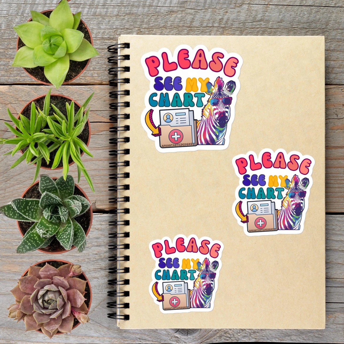 2-6 Inch Please See My Chart Disability Chronic Illness Zebra Vinyl Sticker Aphantastic Designs