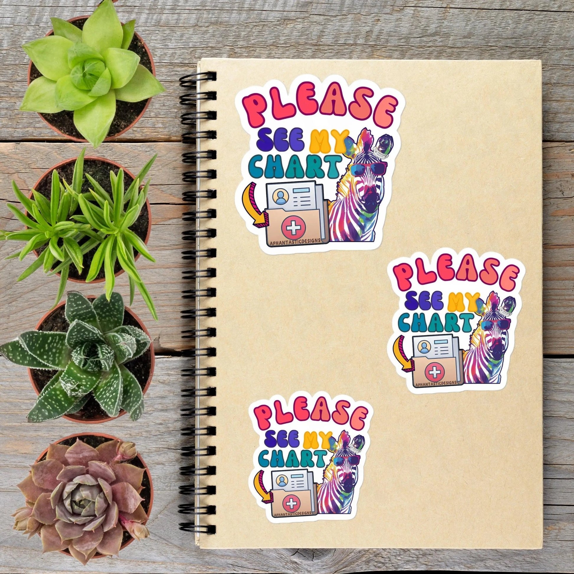 2-6 Inch Please See My Chart Disability Chronic Illness Zebra Vinyl Sticker Aphantastic Designs