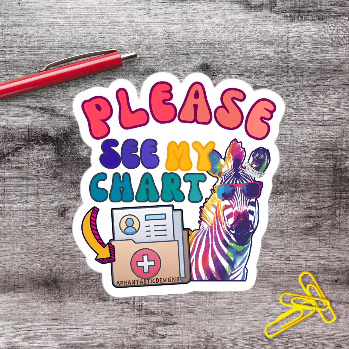 2-6 Inch Please See My Chart Disability Chronic Illness Zebra Vinyl Sticker Aphantastic Designs