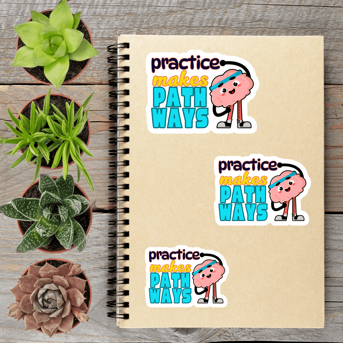 Practice Makes Pathways Brain Surgery Stroke Survivor Vinyl Sticker - Aphantastic Designs