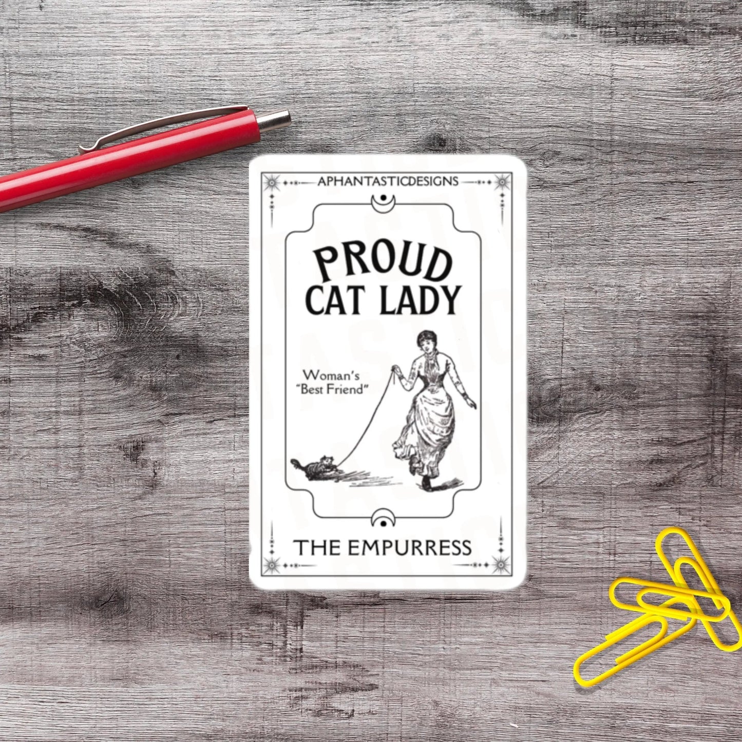 Proud Cat Lady The Empurress Tarot Style Vinyl Sticker - Aphantastic Designs