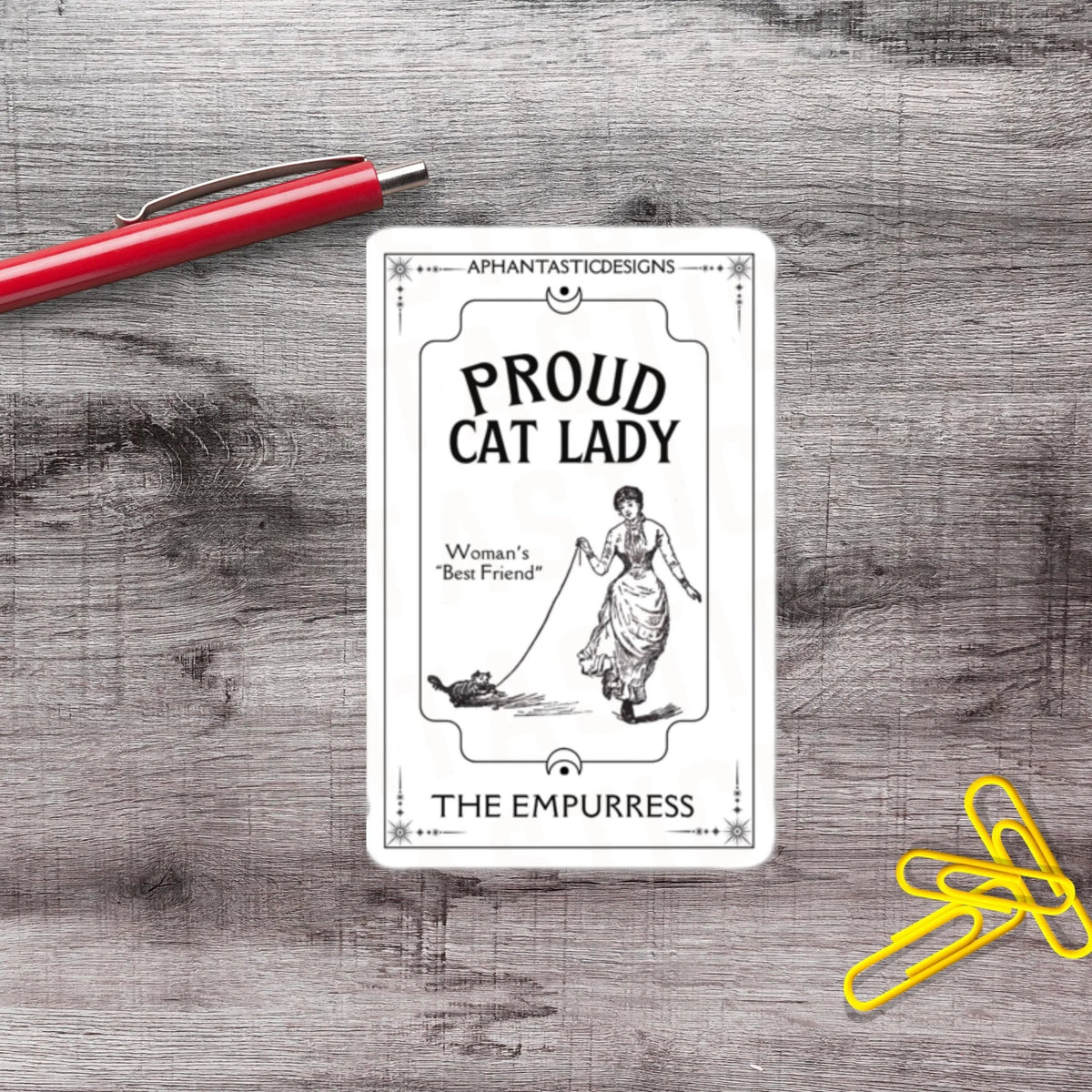 Proud Cat Lady The Empurress Tarot Style Vinyl Sticker - Aphantastic Designs