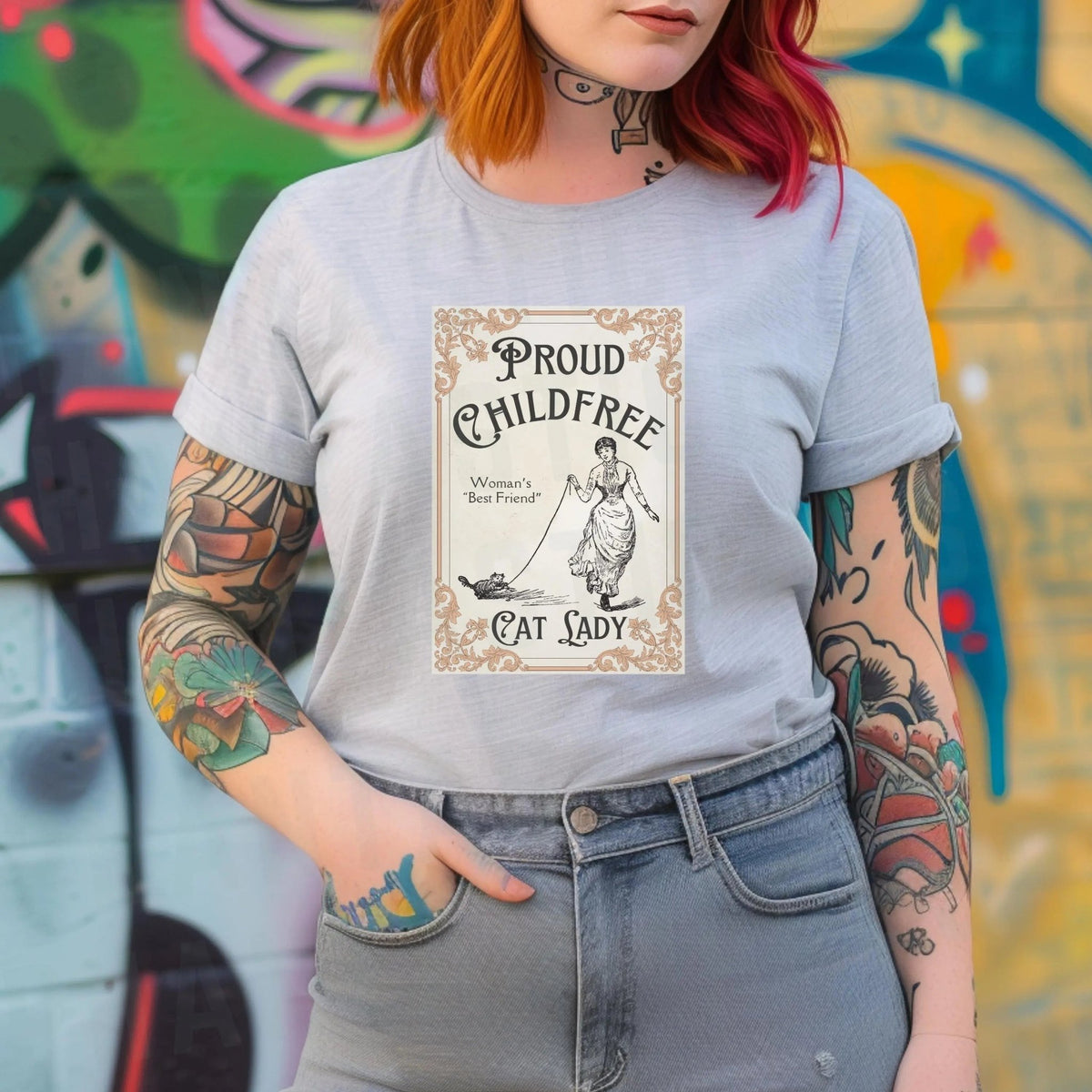 Proud Childfree Cat Lady T-Shirt - Aphantastic Designs