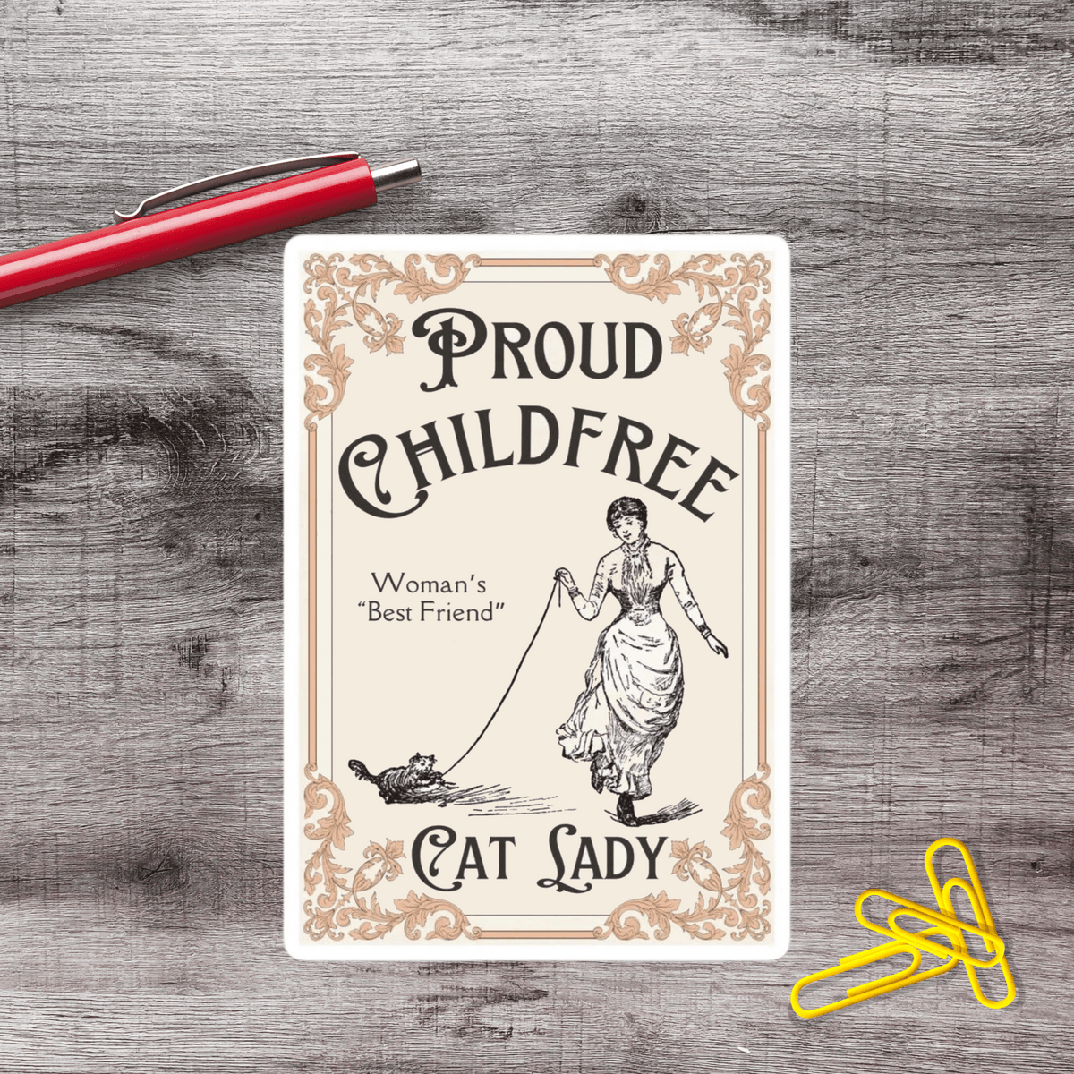 Proud Childfree Cat Lady Vinyl Sticker - Aphantastic Designs