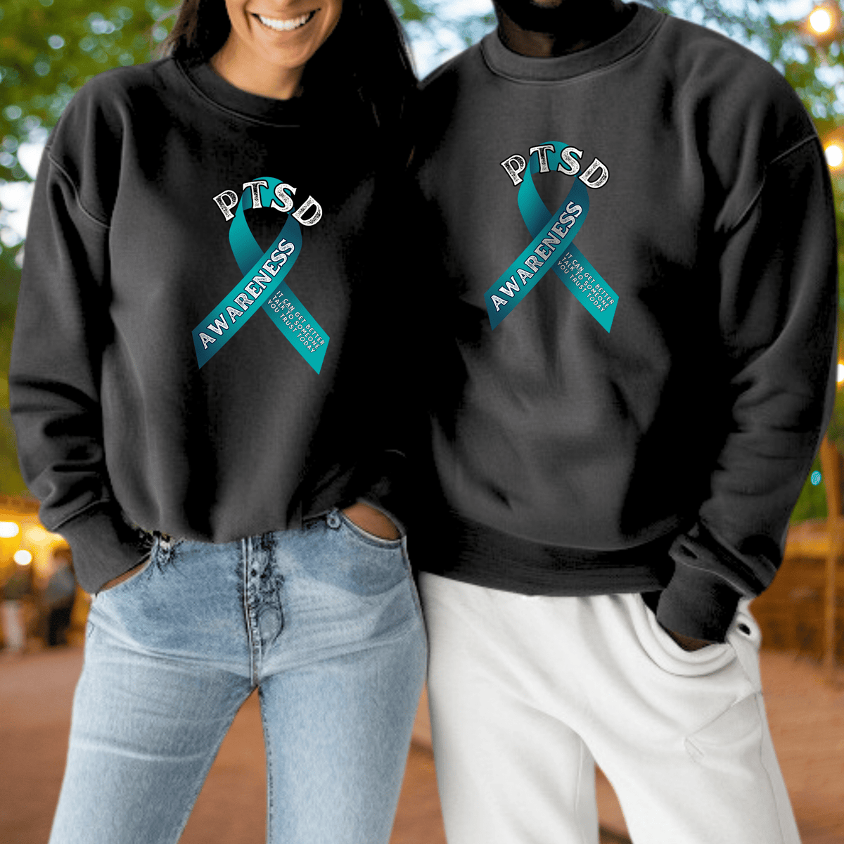 PTSD Awareness Ribbon Sweatshirt | Adult S–3XL - Aphantastic Designs