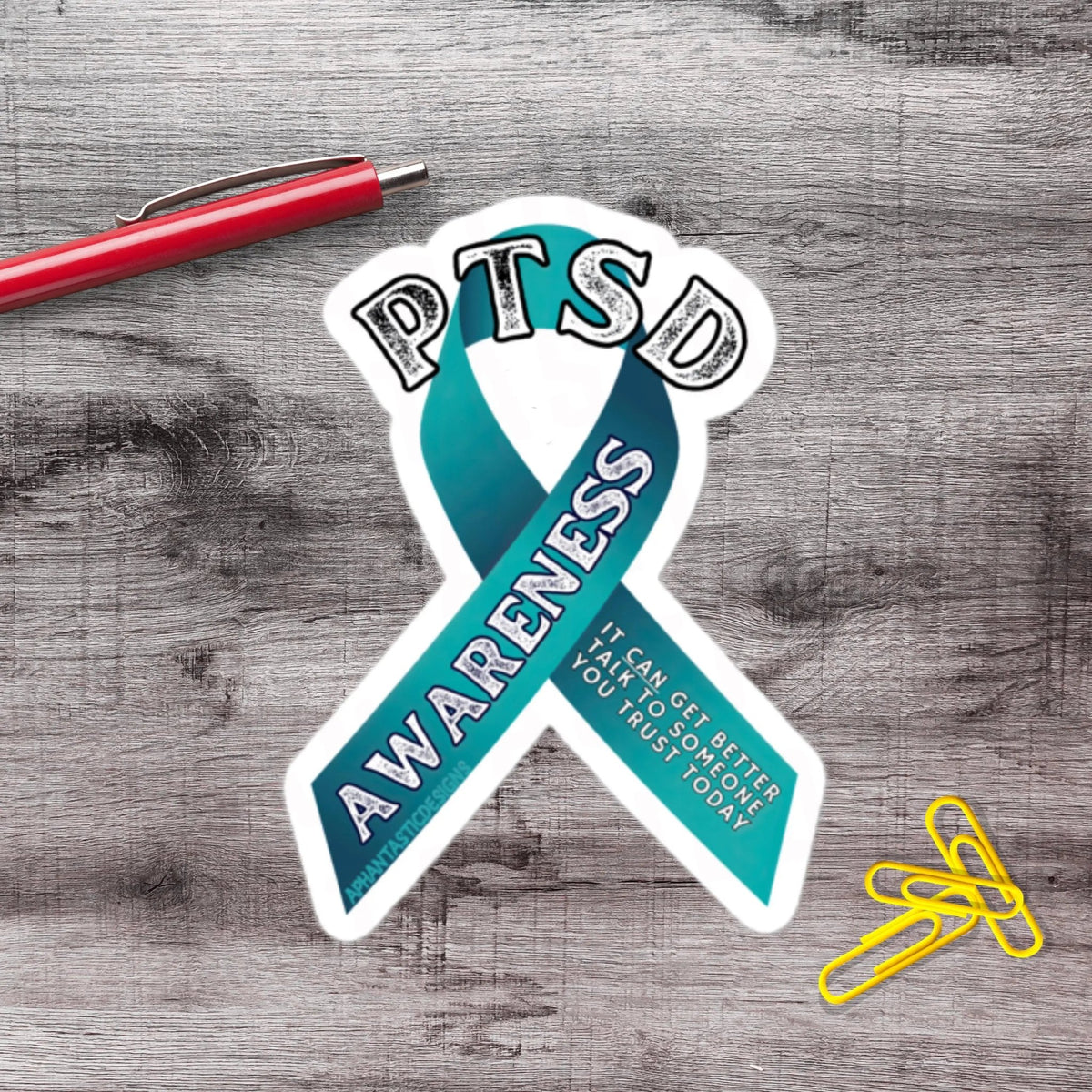 PTSD Awareness Ribbon Vinyl Sticker - Aphantastic Designs