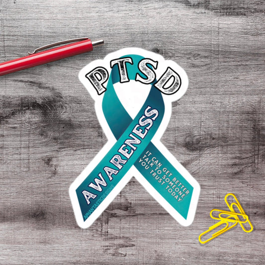 PTSD Awareness Ribbon Vinyl Sticker - Aphantastic Designs
