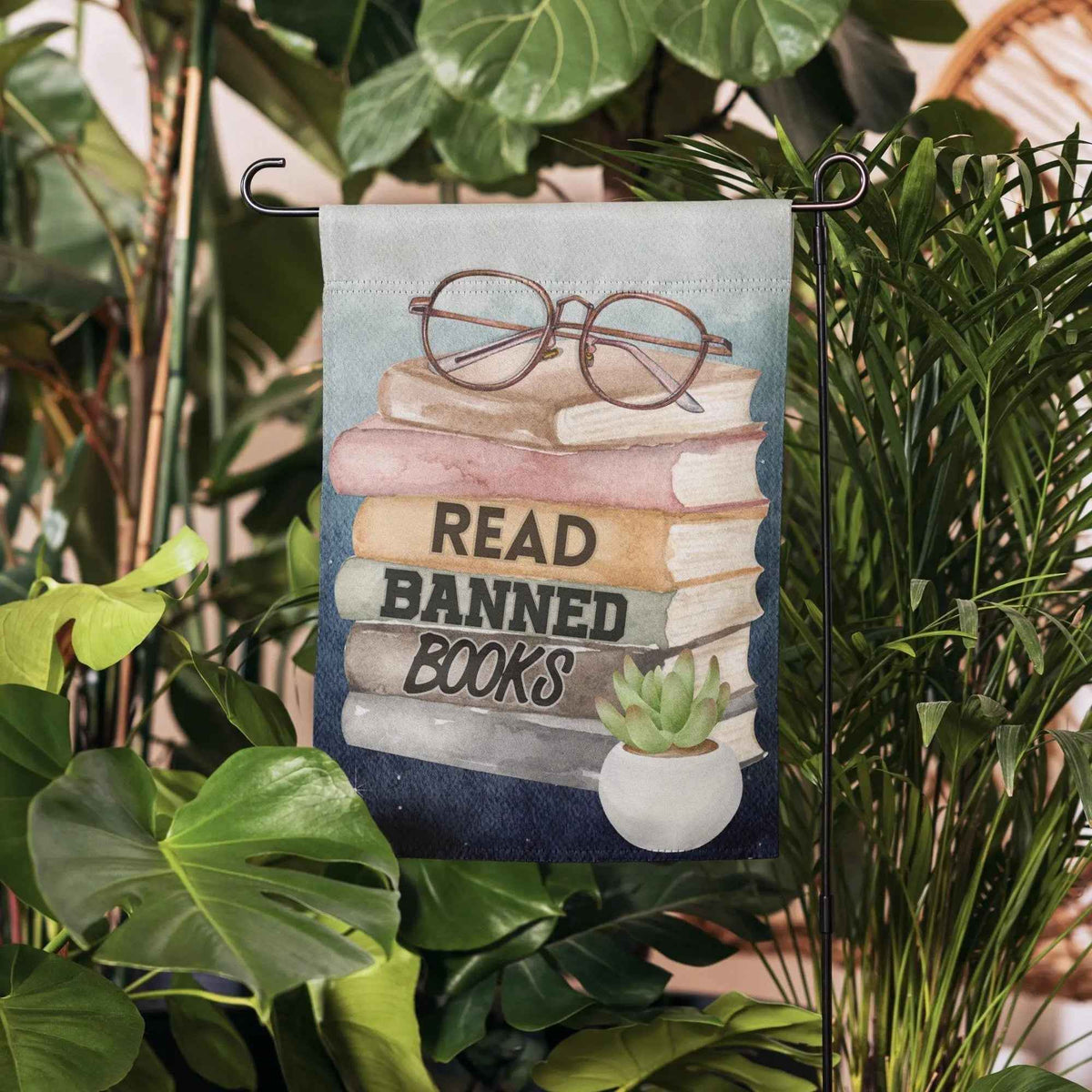 Read Banned Books Library Garden Flag