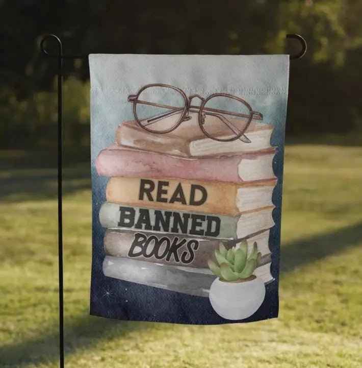Read Banned Books Library Garden Flag