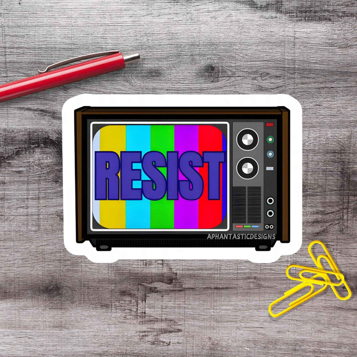 Resist Retro TV Vinyl Sticker