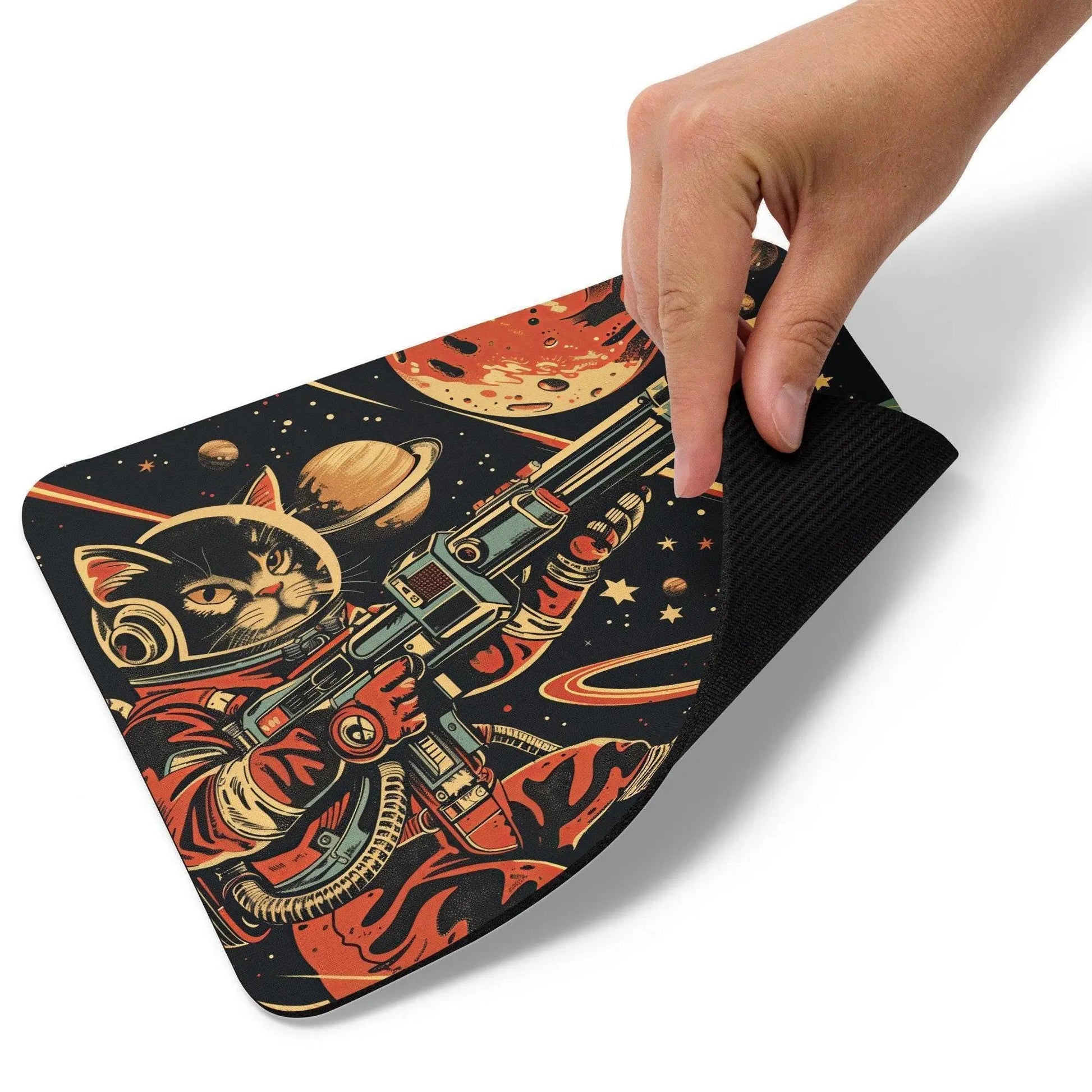 Retro Style Space Cat Scifi Mouse Pad Deskmat | 4 SIZES - Aphantastic Designs