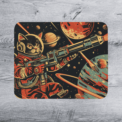 Retro Style Space Cat Scifi Mouse Pad Deskmat | 4 SIZES - Aphantastic Designs
