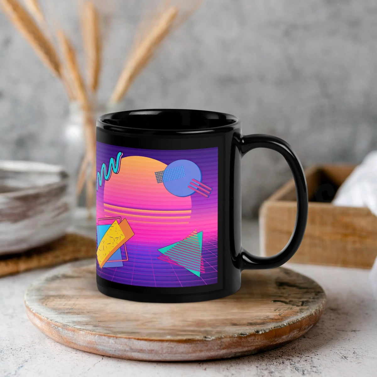 Retrowave Coffee Mug Vaporwave Synthwave | Ceramic, Left Hand Friendly, & Dishwasher Safe - Aphantastic Designs