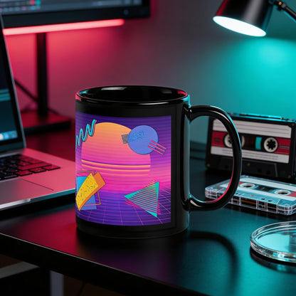 Retrowave Coffee Mug Vaporwave Synthwave | Ceramic, Left Hand Friendly, & Dishwasher Safe - Aphantastic Designs