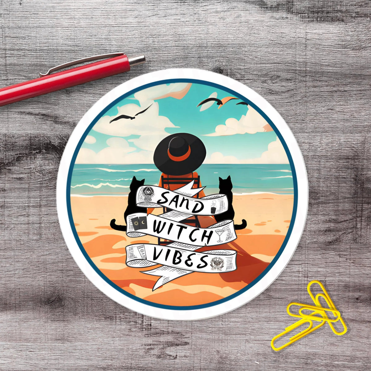 Sand Witch Vibes Witchy Vinyl Sticker - Aphantastic Designs